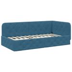 Casa si Gradina - Mobilier - Paturi si accesorii - Paturi - Cadru de pat coltar cu headboard albastru 90 x 190 cm Catifea - Infinity.ro