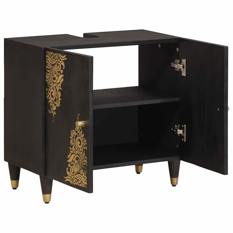 Casa si Gradina - Mobilier - Mobilier baie - Comode baie - Comoda de chiuveta Negru 62 x 33 x 58 cm Lemn de mango solid - Infinity.ro