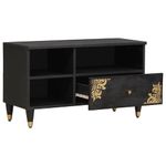 Casa si Gradina - Mobilier - Comode si corpuri - Comode - Cabinet TV cu sertar Negru 80 x 33 x 46 cm Lemn de mango solid - Infinity.ro