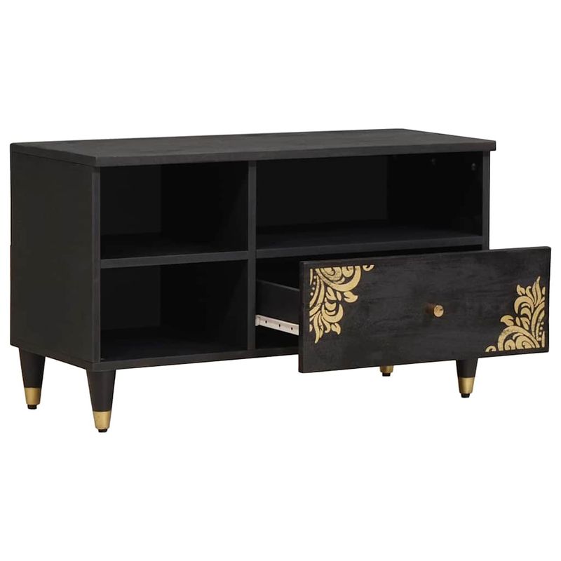 Casa si Gradina - Mobilier - Comode si corpuri - Comode - Cabinet TV cu sertar Negru 80 x 33 x 46 cm Lemn de mango solid - Infinity.ro