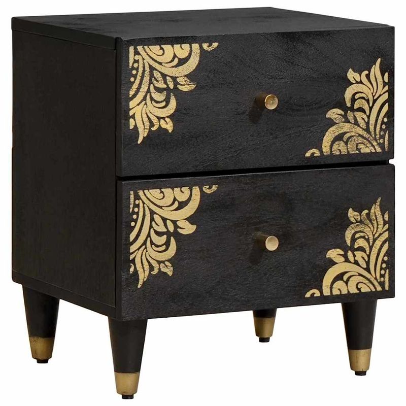 Casa si Gradina - Mobilier - Comode si corpuri - Noptiere - Noptiera 2 pcs Negru 40 x 33 x 46 cm Lemn de mango solid - Infinity.ro