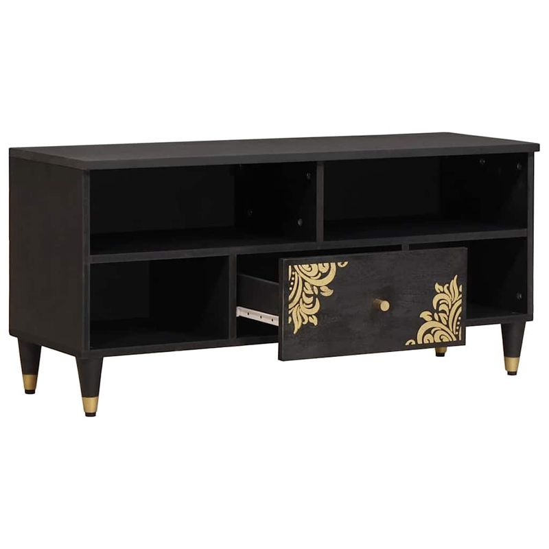 Casa si Gradina - Mobilier - Comode si corpuri - Comode - Cabinet TV cu sertar Negru 100 x 33 x 46 cm Lemn de mango solid - Infinity.ro
