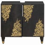 Casa si Gradina - Mobilier - Mobilier baie - Comode baie - Comoda de chiuveta Negru 62 x 33 x 58 cm Lemn de mango solid - Infinity.ro
