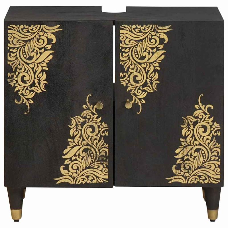 Casa si Gradina - Mobilier - Mobilier baie - Comode baie - Comoda de chiuveta Negru 62 x 33 x 58 cm Lemn de mango solid - Infinity.ro