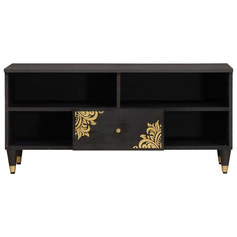 Casa si Gradina - Mobilier - Comode si corpuri - Comode - Cabinet TV cu sertar Negru 100 x 33 x 46 cm Lemn de mango solid - Infinity.ro
