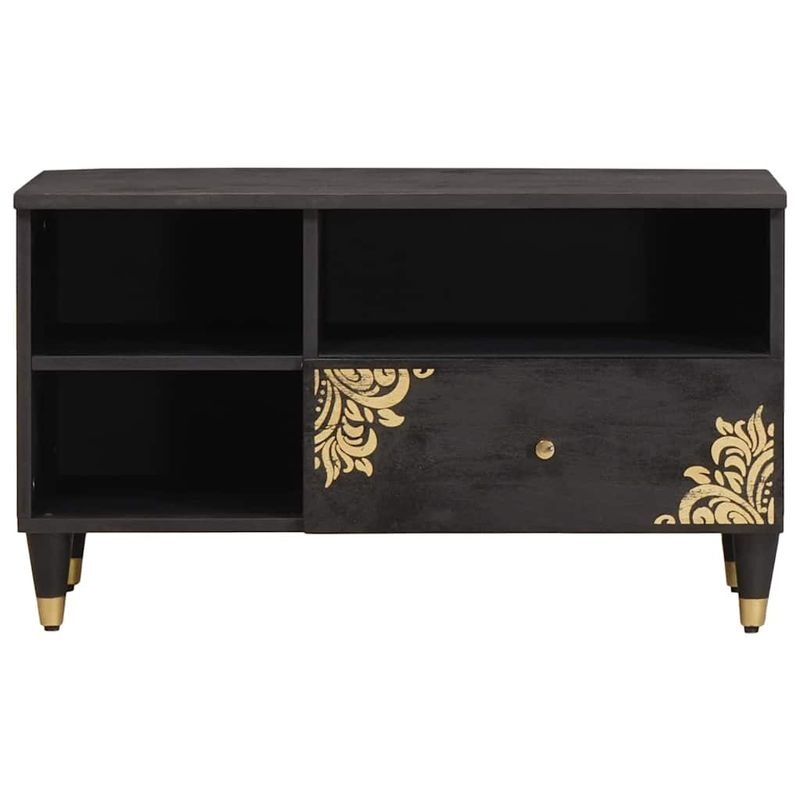 Casa si Gradina - Mobilier - Comode si corpuri - Comode - Cabinet TV cu sertar Negru 80 x 33 x 46 cm Lemn de mango solid - Infinity.ro