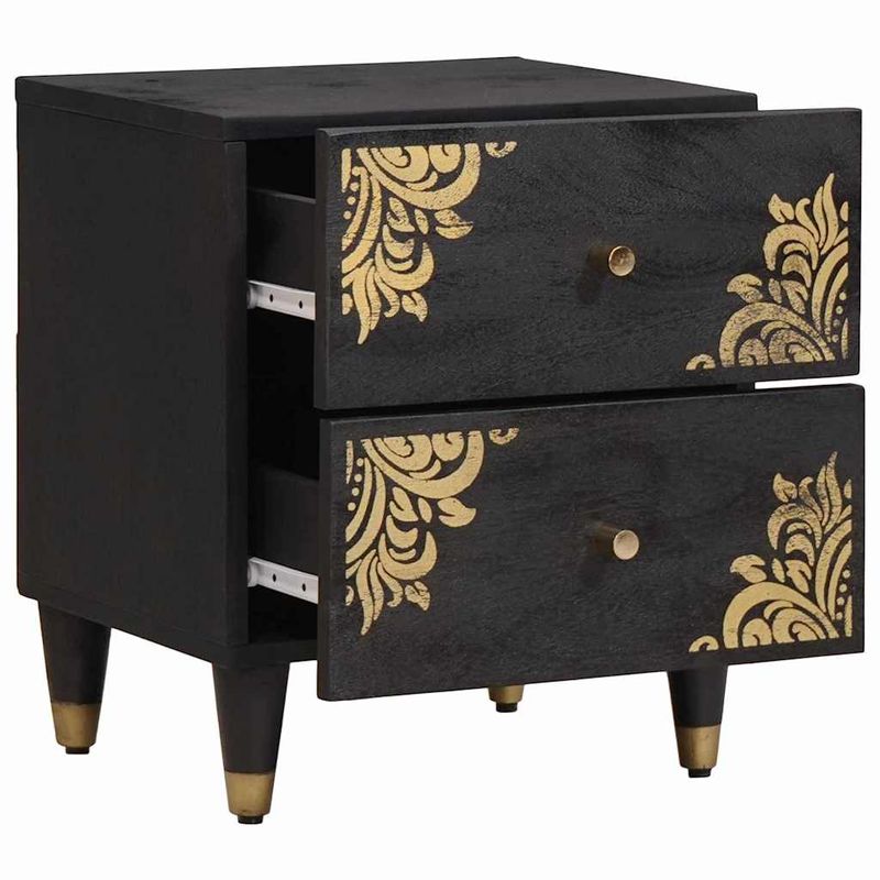 Casa si Gradina - Mobilier - Comode si corpuri - Noptiere - Noptiera 2 pcs Negru 40 x 33 x 46 cm Lemn de mango solid - Infinity.ro