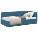 Casa si Gradina - Mobilier - Paturi si accesorii - Paturi - Cadru de pat coltar cu headboard albastru 90 x 190 cm Catifea - Infinity.ro