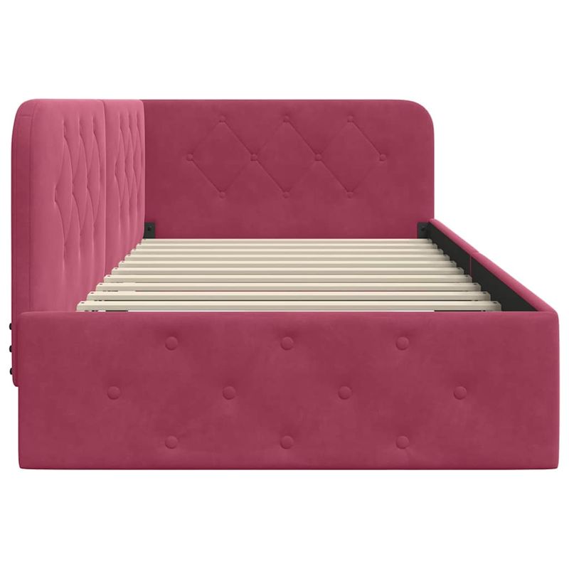 Casa si Gradina - Mobilier - Paturi si accesorii - Paturi - Cadru de pat coltar cu headboard Rosu Vin 90 x 200 cm Catifea - Infinity.ro