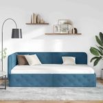 Casa si Gradina - Mobilier - Paturi si accesorii - Paturi - Cadru de pat coltar cu headboard albastru 90 x 190 cm Catifea - Infinity.ro