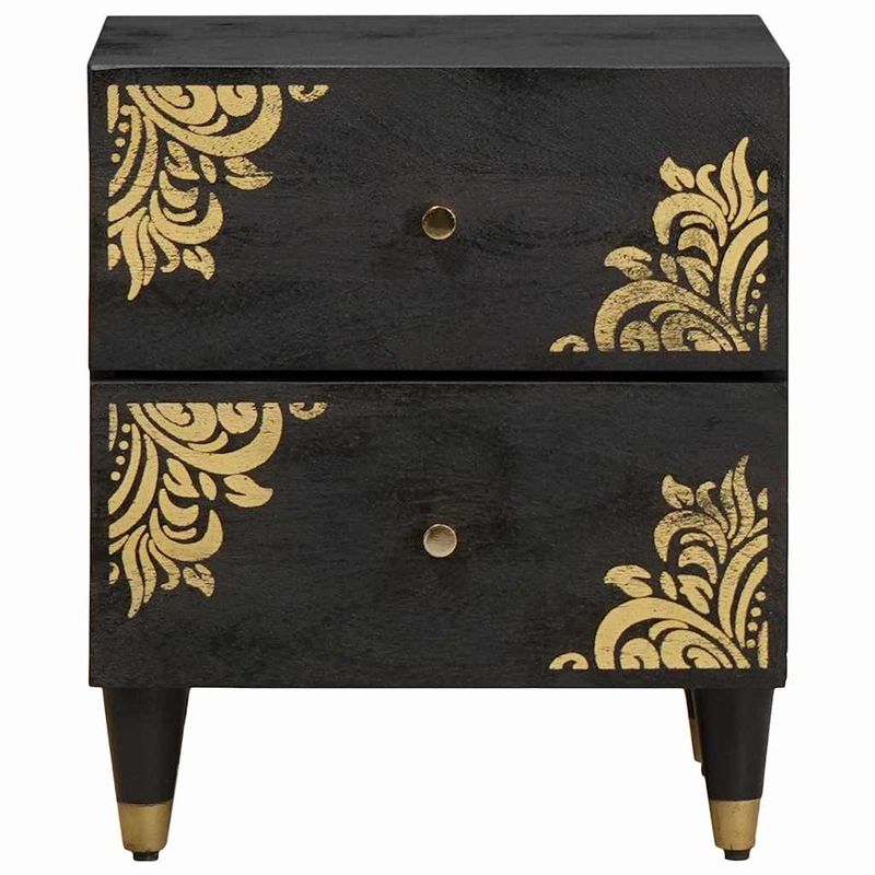 Casa si Gradina - Mobilier - Comode si corpuri - Noptiere - Noptiera 2 pcs Negru 40 x 33 x 46 cm Lemn de mango solid - Infinity.ro