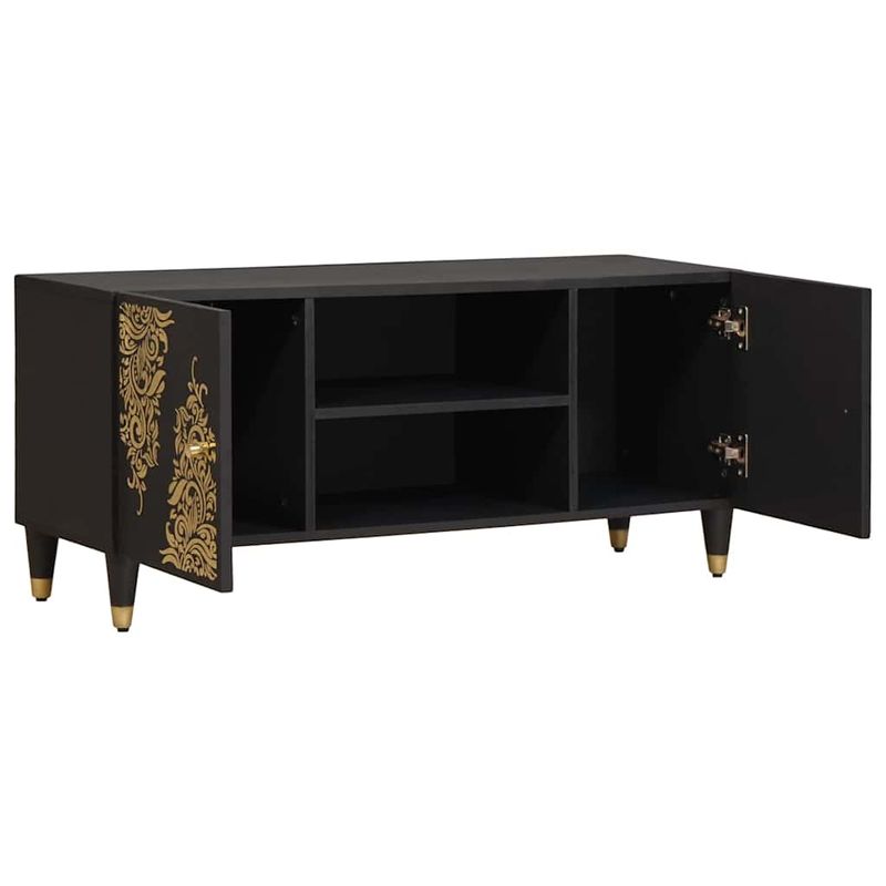 Casa si Gradina - Mobilier - Comode si corpuri - Comode - Cabinet TV cu raft Negru 105 x 33 x 46 cm Lemn de mango solid - Infinity.ro