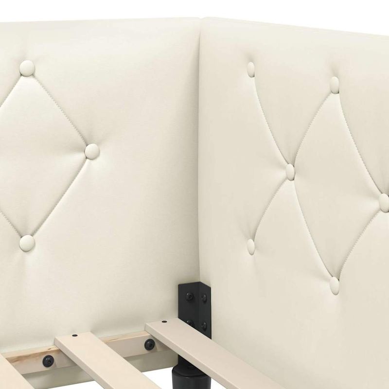 Casa si Gradina - Mobilier - Paturi si accesorii - Paturi - Cadru de pat coltar cu headboard Crem 90 x 190 cm Catifea - Infinity.ro