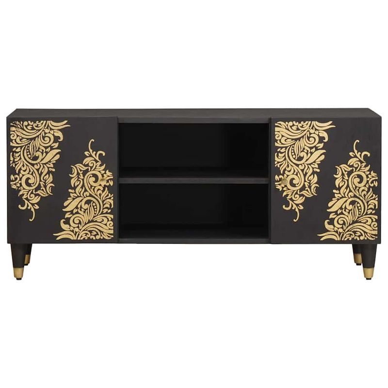 Casa si Gradina - Mobilier - Comode si corpuri - Comode - Cabinet TV cu raft Negru 105 x 33 x 46 cm Lemn de mango solid - Infinity.ro