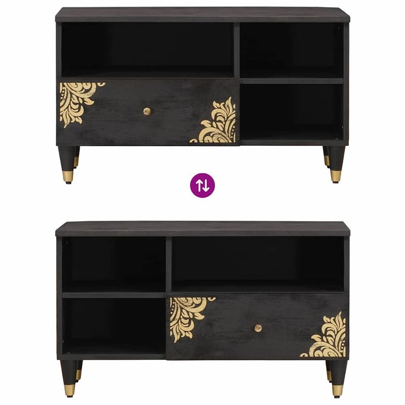 Casa si Gradina - Mobilier - Comode si corpuri - Comode - Cabinet TV cu sertar Negru 80 x 33 x 46 cm Lemn de mango solid - Infinity.ro