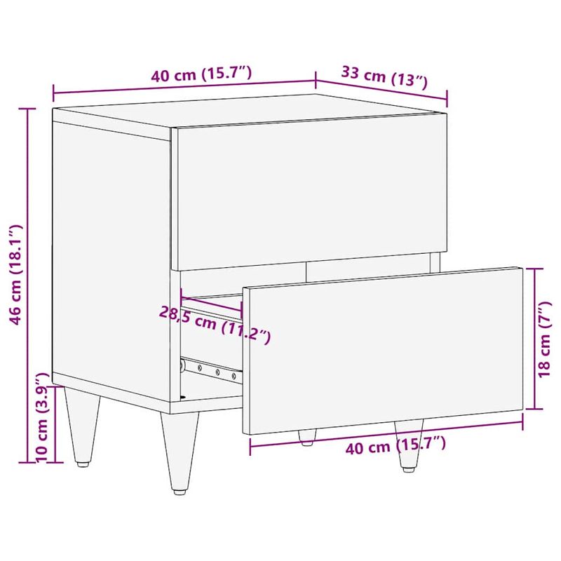 Casa si Gradina - Mobilier - Comode si corpuri - Noptiere - Noptiera 2 pcs Negru 40 x 33 x 46 cm Lemn de mango solid - Infinity.ro
