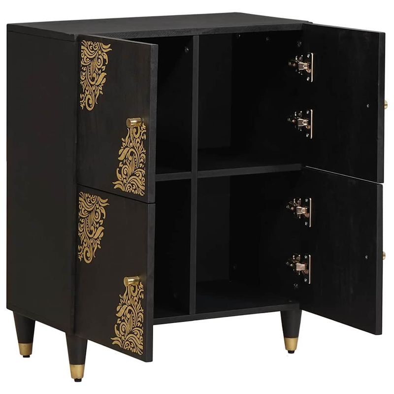 Casa si Gradina - Mobilier - Dulapuri si sifoniere - Dulapuri - Bufet cu raft cu usa Negru 60 x 33 x 75 cm Lemn de mango solid - Infinity.ro