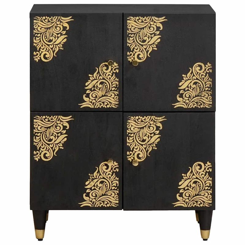 Casa si Gradina - Mobilier - Dulapuri si sifoniere - Dulapuri - Bufet cu raft cu usa Negru 60 x 33 x 75 cm Lemn de mango solid - Infinity.ro