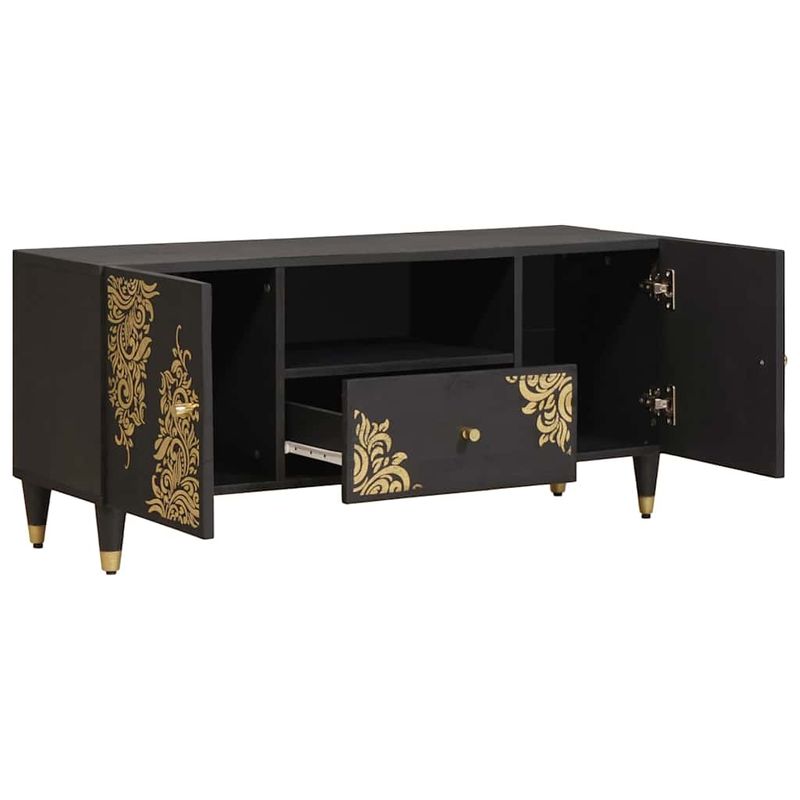 Casa si Gradina - Mobilier - Comode si corpuri - Comode - Cabinet TV cu sertar Negru 105 x 33 x 46 cm Lemn de mango solid - Infinity.ro