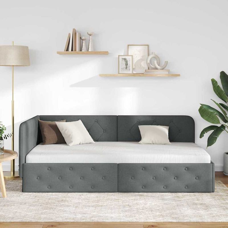 Casa si Gradina - Mobilier - Paturi si accesorii - Paturi - Cadru de pat coltar Gri inchis 100 x 200 cm tesatura - Infinity.ro