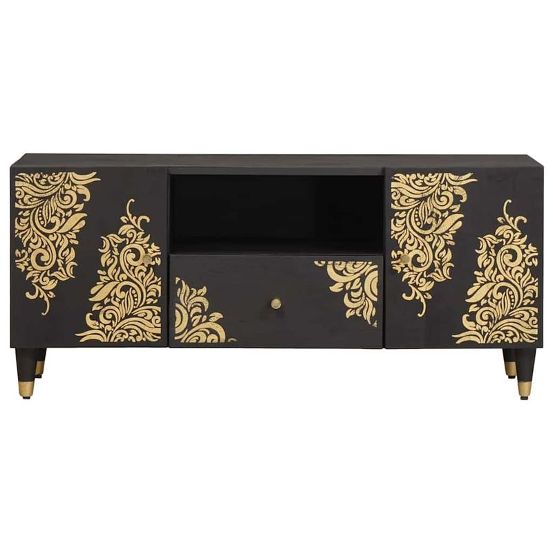 Casa si Gradina - Mobilier - Comode si corpuri - Comode - Cabinet TV cu sertar Negru 105 x 33 x 46 cm Lemn de mango solid - Infinity.ro