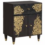 Casa si Gradina - Mobilier - Comode si corpuri - Noptiere - Noptiera cu usa Negru 50 x 33 x 60 cm Lemn de mango solid - Infinity.ro