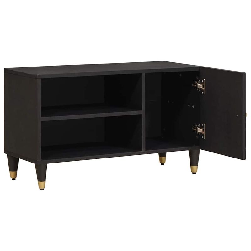 Casa si Gradina - Mobilier - Comode si corpuri - Comode - Cabinet TV cu raft Negru 80 x 33 x 46 cm Lemn de mango solid - Infinity.ro