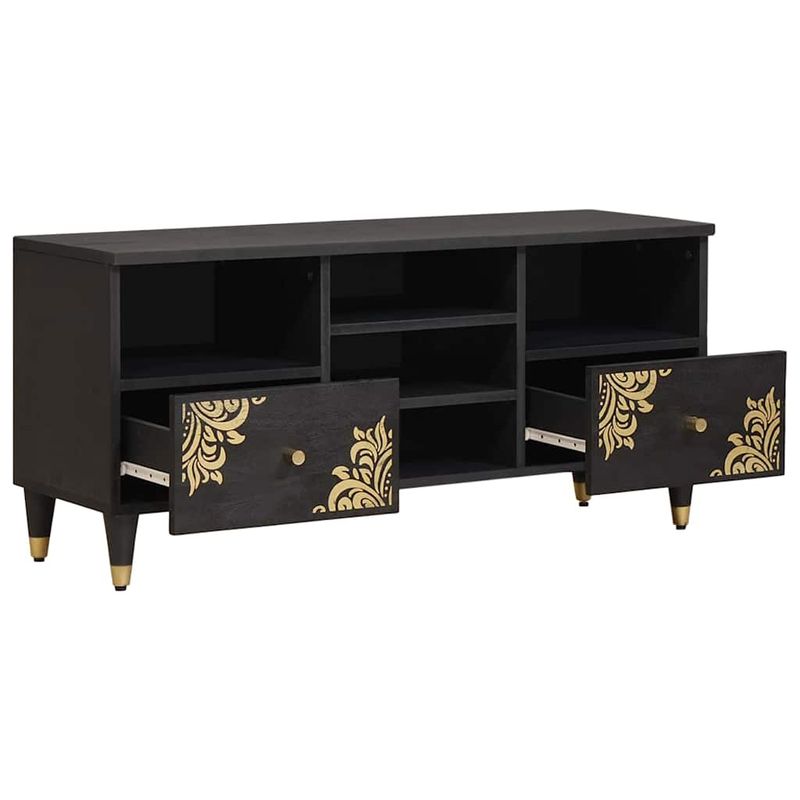Casa si Gradina - Mobilier - Comode si corpuri - Comode - Cabinet TV cu sertar Negru 100 x 33 x 46 cm Lemn de mango solid - Infinity.ro