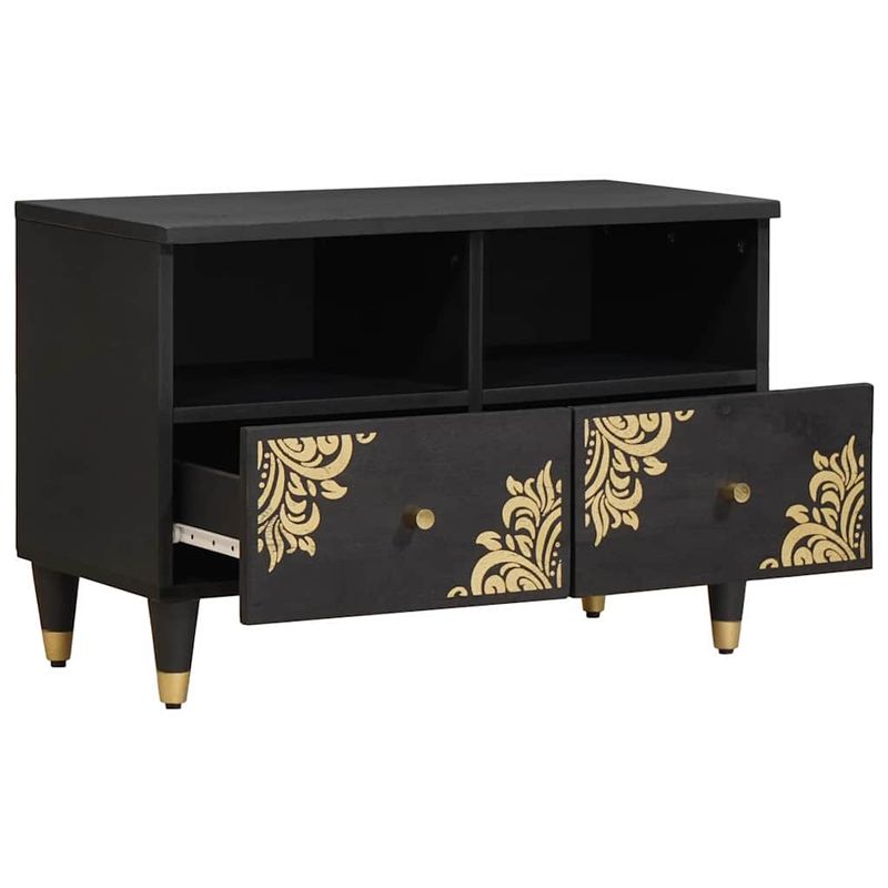 Casa si Gradina - Mobilier - Comode si corpuri - Comode - Cabinet TV cu sertar Negru 70 x 33 x 46 cm Lemn de mango solid - Infinity.ro