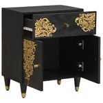 Casa si Gradina - Mobilier - Comode si corpuri - Noptiere - Noptiera cu usa Negru 50 x 33 x 60 cm Lemn de mango solid - Infinity.ro