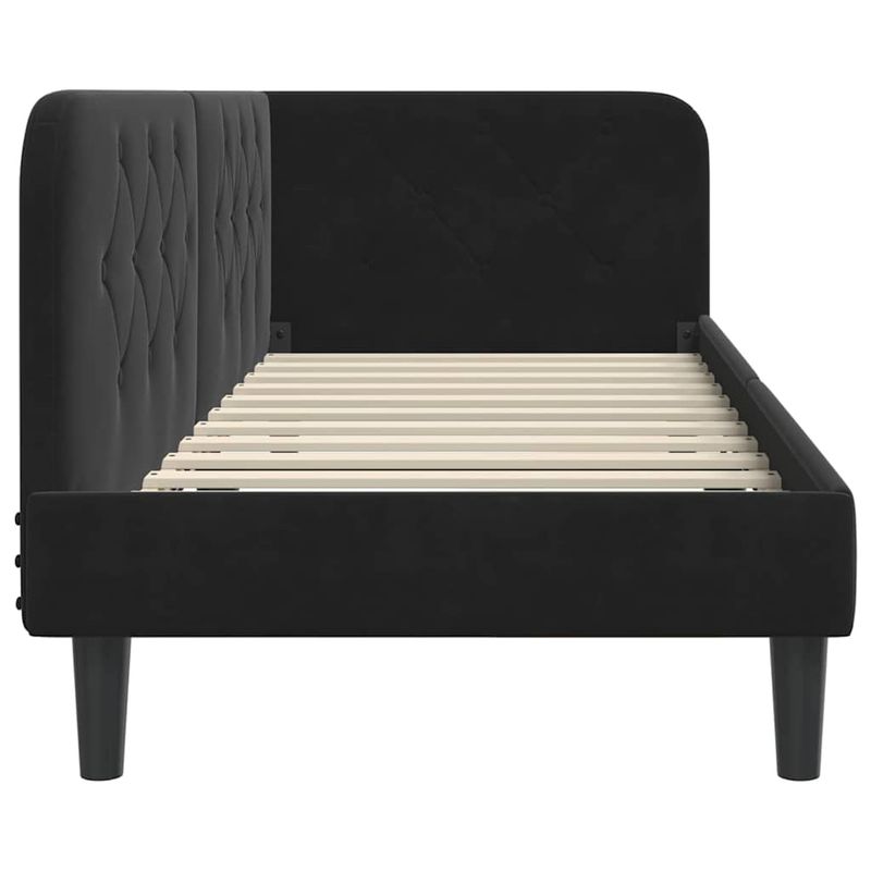 Casa si Gradina - Mobilier - Paturi si accesorii - Paturi - Cadru de pat coltar cu headboard Negru 80 x 200 cm Catifea - Infinity.ro