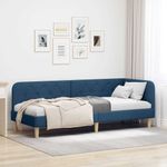 Casa si Gradina - Mobilier - Paturi si accesorii - Paturi - Cadru de pat coltar cu headboard albastru 80 x 200 cm tesatura - Infinity.ro