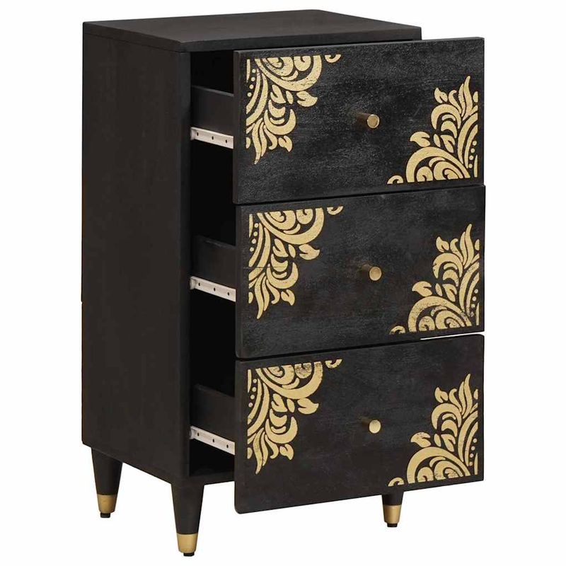 Casa si Gradina - Mobilier - Dulapuri si sifoniere - Dulapuri - Bufet cu sertar Negru 40 x 33 x 75 cm Lemn de mango solid - Infinity.ro