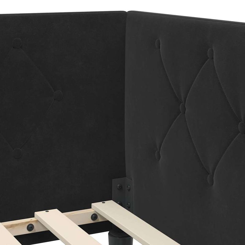 Casa si Gradina - Mobilier - Paturi si accesorii - Paturi - Cadru de pat coltar cu headboard Negru 80 x 200 cm Catifea - Infinity.ro