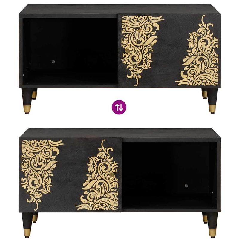 Casa si Gradina - Mobilier - Mese si birouri - Masute de cafea - Masa de cafea Negru 80 x 50 x 40 cm Lemn de mango solid - Infinity.ro