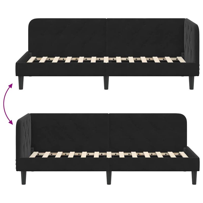 Casa si Gradina - Mobilier - Paturi si accesorii - Paturi - Cadru de pat coltar cu headboard Negru 80 x 200 cm Catifea - Infinity.ro