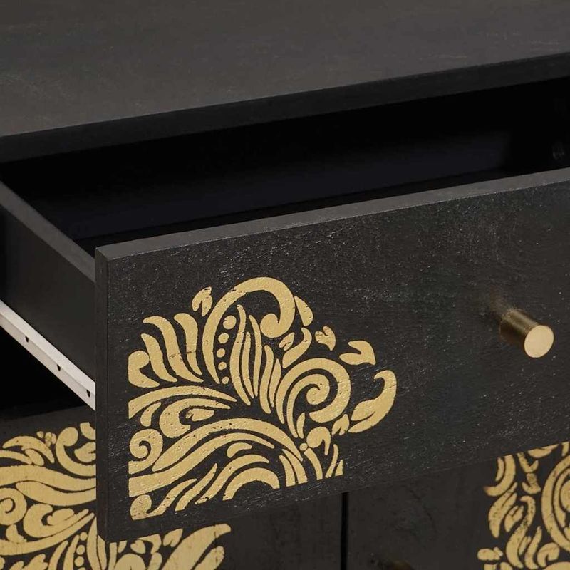 Casa si Gradina - Mobilier - Comode si corpuri - Noptiere - Noptiera cu usa Negru 50 x 33 x 60 cm Lemn de mango solid - Infinity.ro