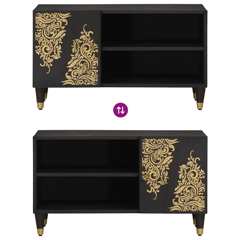 Casa si Gradina - Mobilier - Comode si corpuri - Comode - Cabinet TV cu raft Negru 80 x 33 x 46 cm Lemn de mango solid - Infinity.ro