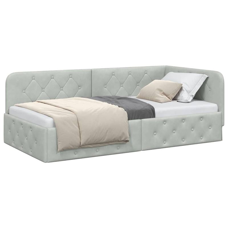 Casa si Gradina - Mobilier - Paturi si accesorii - Paturi - Cadru de pat coltar Gri deschis 100 x 200 cm Catifea - Infinity.ro