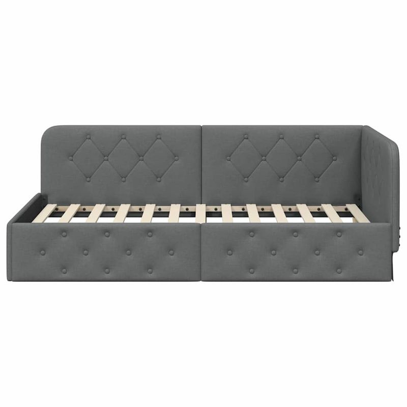 Casa si Gradina - Mobilier - Paturi si accesorii - Paturi - Cadru de pat coltar Gri inchis 90 x 190 cm tesatura - Infinity.ro
