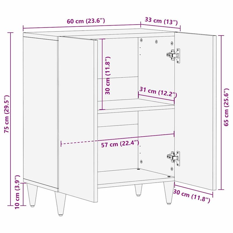 Casa si Gradina - Mobilier - Dulapuri si sifoniere - Dulapuri - Bufet Negru 60 x 33 x 75 cm Lemn de mango solid - Infinity.ro