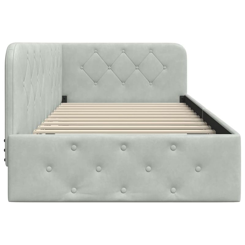 Casa si Gradina - Mobilier - Paturi si accesorii - Paturi - Cadru de pat coltar Gri deschis 100 x 200 cm Catifea - Infinity.ro