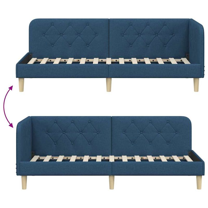 Casa si Gradina - Mobilier - Paturi si accesorii - Paturi - Cadru de pat coltar cu headboard albastru 80 x 200 cm tesatura - Infinity.ro