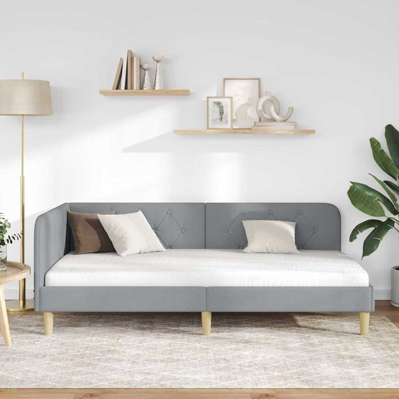 Casa si Gradina - Mobilier - Paturi si accesorii - Paturi - Cadru de pat coltar Gri deschis 100 x 200 cm tesatura - Infinity.ro
