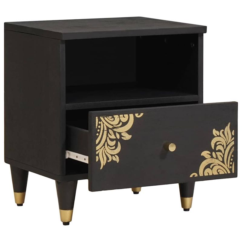 Casa si Gradina - Mobilier - Comode si corpuri - Noptiere - Noptiera Negru 40 x 33 x 46 cm Lemn de mango solid - Infinity.ro