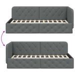 Casa si Gradina - Mobilier - Paturi si accesorii - Paturi - Cadru de pat coltar Gri inchis 90 x 190 cm tesatura - Infinity.ro