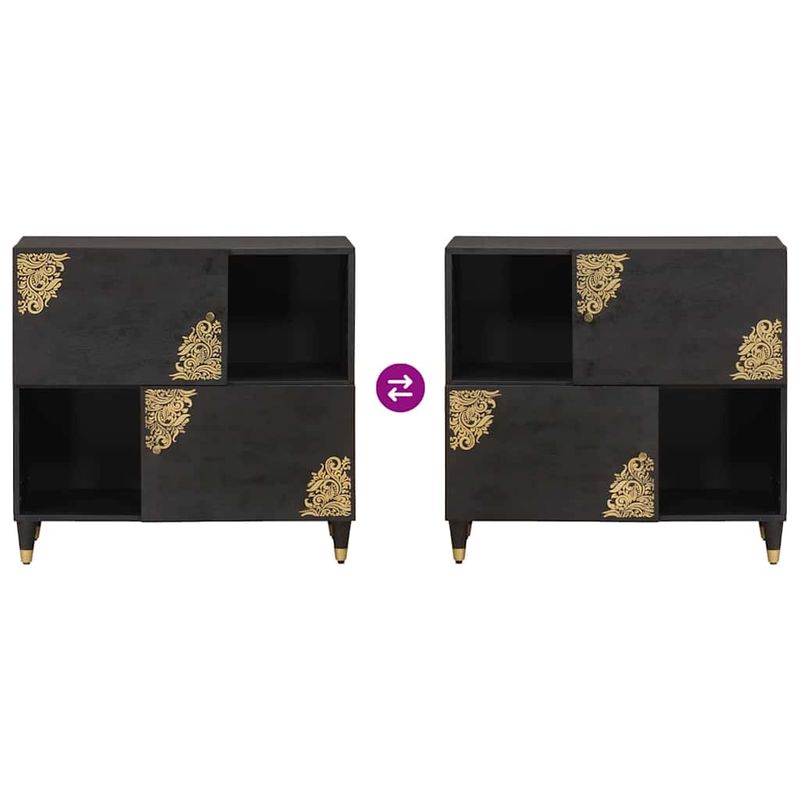 Casa si Gradina - Mobilier - Dulapuri si sifoniere - Dulapuri - Bufet cu raft cu usa Negru 80 x 33 x 75 cm Lemn de mango solid - Infinity.ro