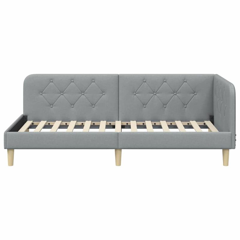 Casa si Gradina - Mobilier - Paturi si accesorii - Paturi - Cadru de pat coltar Gri deschis 100 x 200 cm tesatura - Infinity.ro