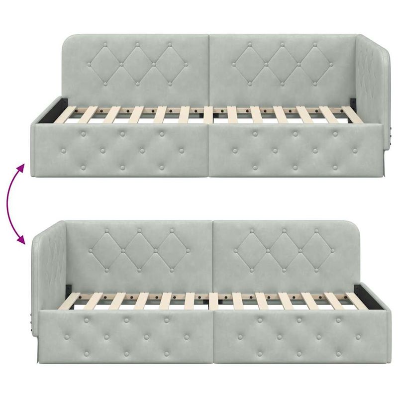 Casa si Gradina - Mobilier - Paturi si accesorii - Paturi - Cadru de pat coltar Gri deschis 100 x 200 cm Catifea - Infinity.ro