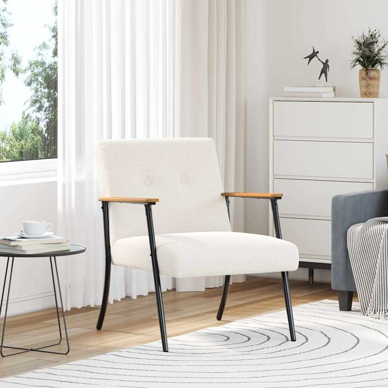 Casa si Gradina - Mobilier - Scaune si fotolii - Fotolii - fotoliu Crem 59 x 75 x 78 cm Tesatura moale asemanatoare lanii - Infinity.ro